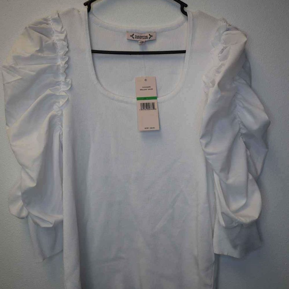 Nanette White Ruffle shirt for Sale